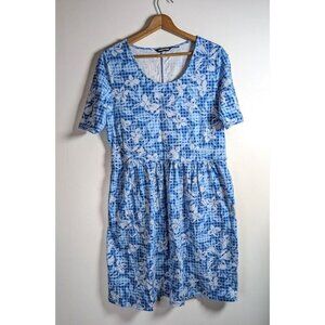 Lands End Dress Womens Size Large 14-16 Shift T Shirt Cottagecore Floral Prairie